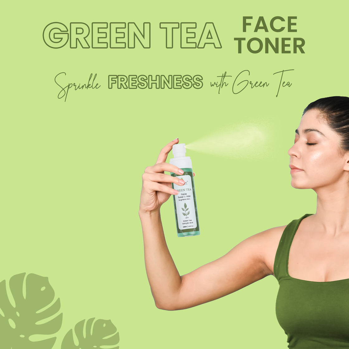 GREEN TEA Face Toner for Acne prone Skin, Fights Pimples, with Salicylic Acid, Chamomile 120ml