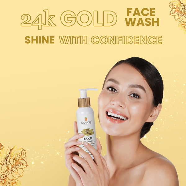 24k GOLD Gel Face wash for Glowing & Shiny Skin with 24k Gold, Jojoba Oil, Almond, etc. 100 ml