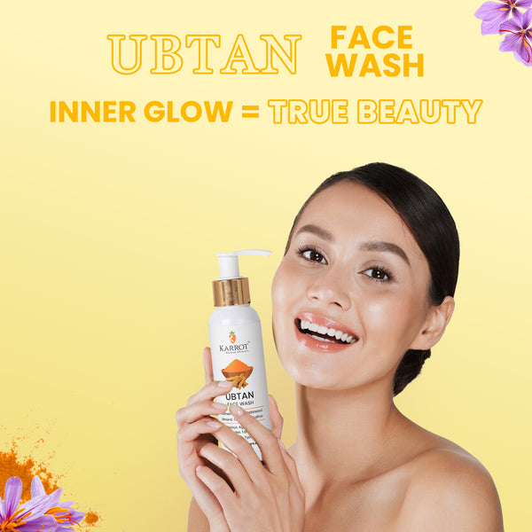 UBTAN Gel Face wash for Tan Removal & Glowing Skin with Kastoori Haldi, Saffron. 100ml