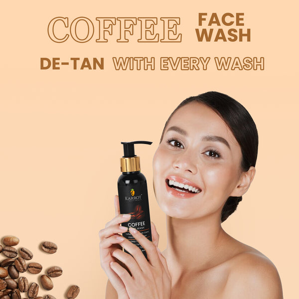 COFFEE Gel Face wash for  Sun Burn & De-Taning with Arabica Coffee, Vit- E, Carrot. 100ml