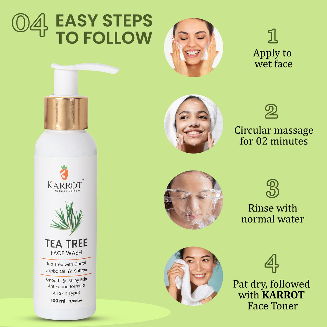 Steps to Apply Tea Tree Face Wash