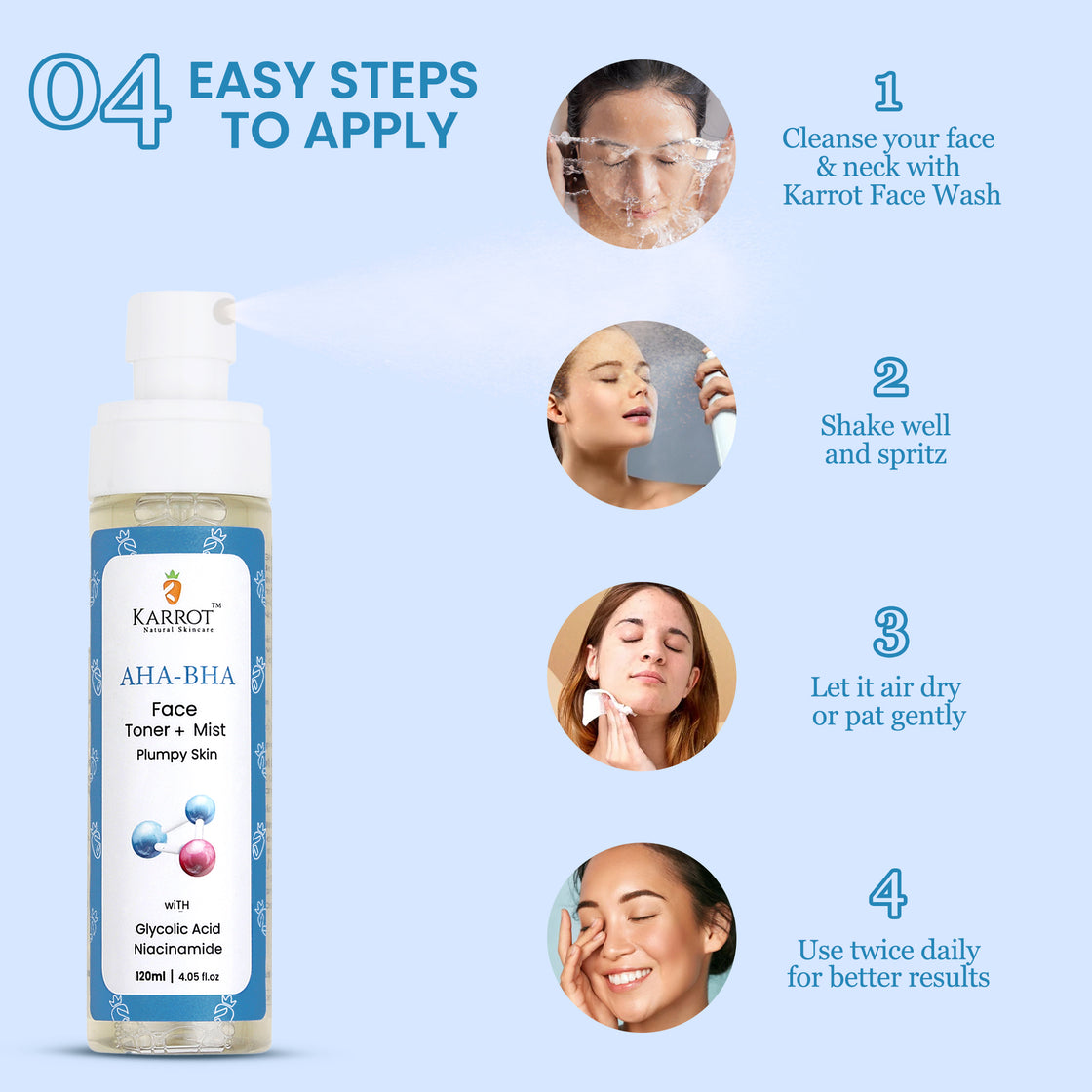 Steps to Apply AHA & BHA Face Toner