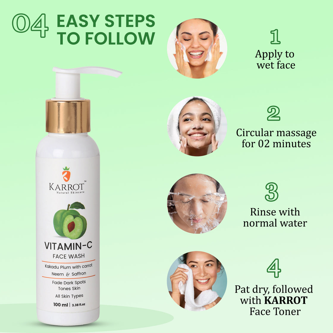 Steps to Apply Vitamin C Face Wash