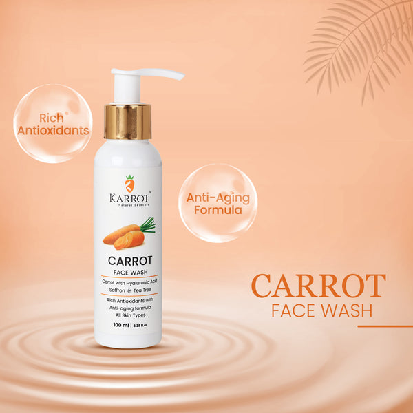 CARROT Gel Face wash to Rejuvenate & Nourish Skin with Carrot Oil, Saffron,Vit-E. 100 ml