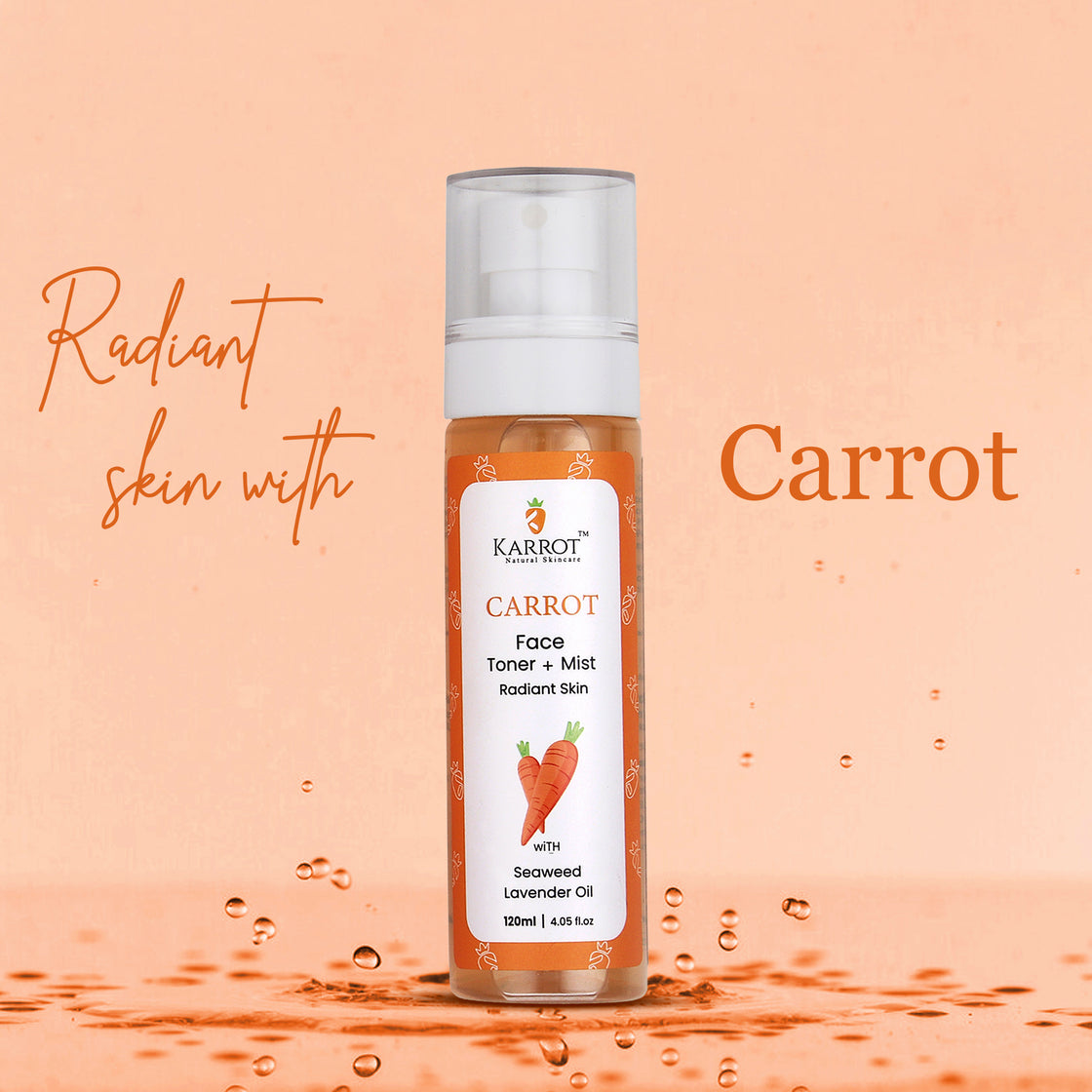 CARROT Face Toner for Radiant & Smooth Face, with Carrot, Seaweed, Niacinamide, 120ml