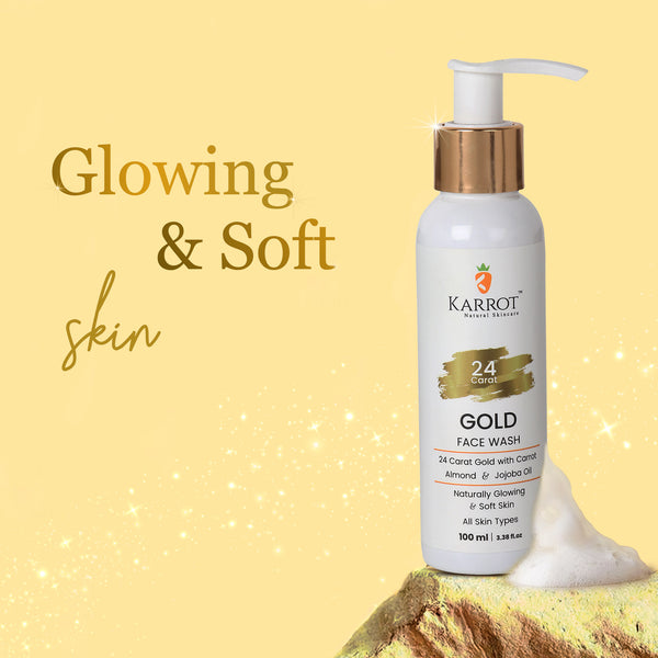 24k GOLD Gel Face wash for Glowing & Shiny Skin with 24k Gold, Jojoba Oil, Almond, etc. 100 ml